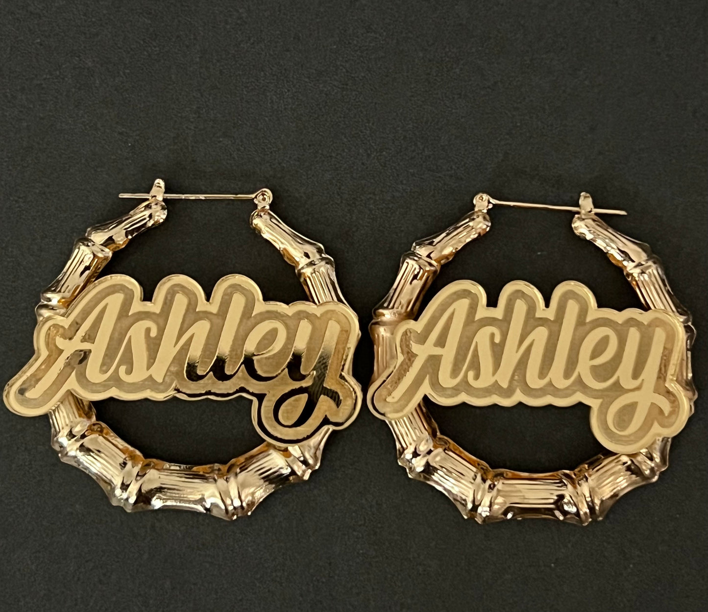Name Plate Hoop Earrings