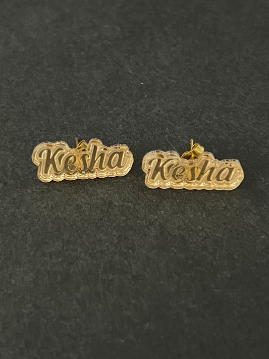Personalized nameplate earrings