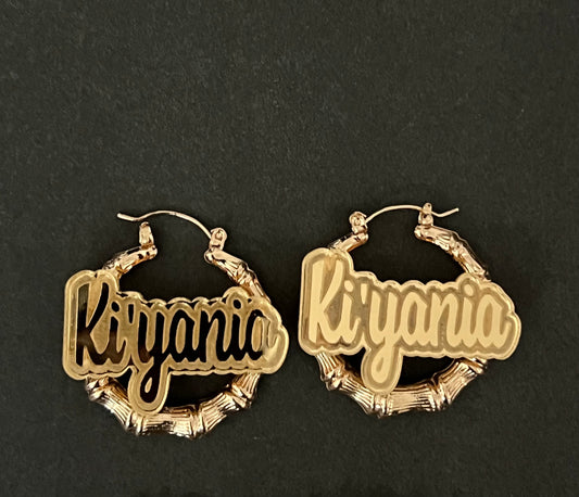 Name Plate Hoop Earrings